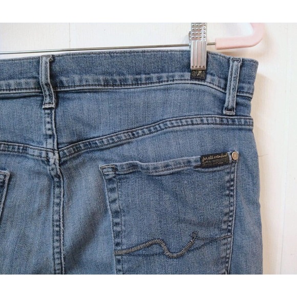 7 For All Mankind WM 34 Jeans Blue 5 Pockets Light Wash Zip Closure - Picture 3 of 7